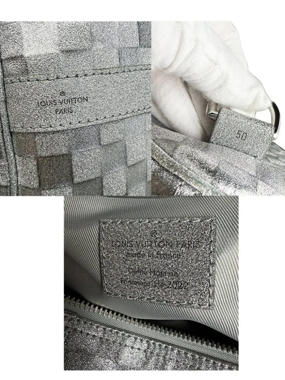 Louis Vuitton Keepall Bandoulière 50 Damier Glitter Silver Printemps Été 2022